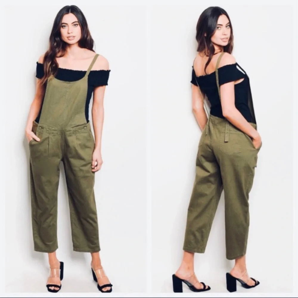 Olive Green Open Back Overalls SPetite - Picture 8 of 8